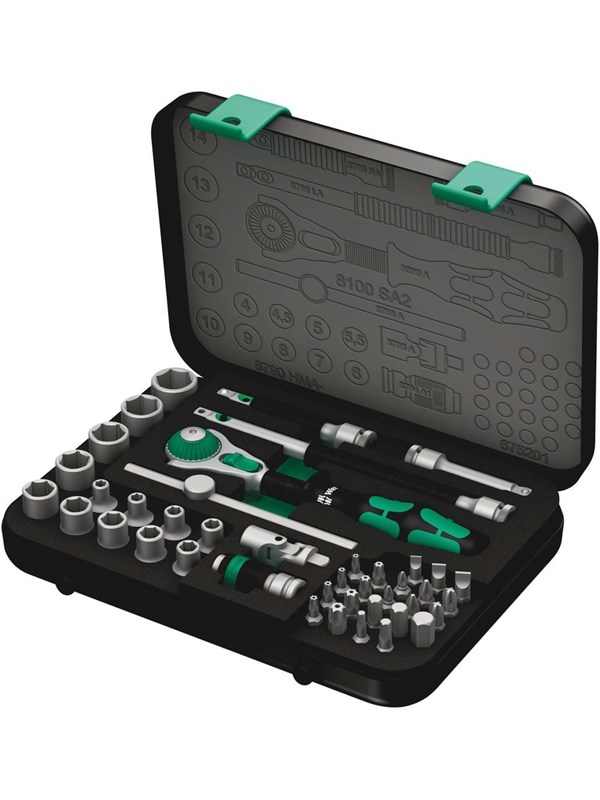 Wera 8100 sa 2 zyklop speed ratchet set 1/4 drive metric 42 pieces
