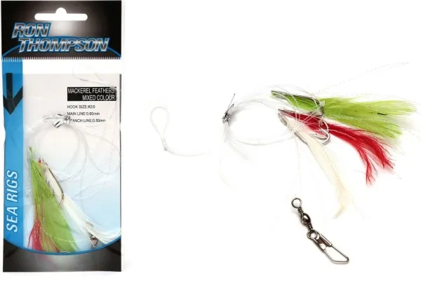 R.T. Rig3 Mackerel Feathers Mixed Colour/Flashabou 3 #2 Silv
