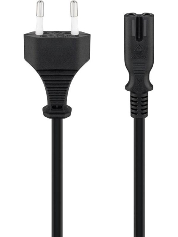 Pro Strømkabel C7 (2 pins) - Svart - 0.5 m - Rett