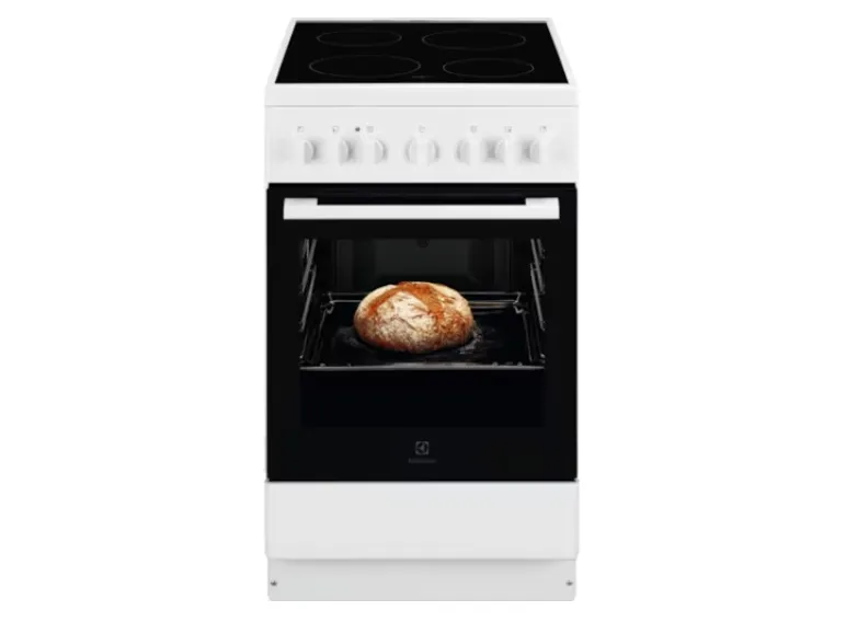 Electrolux LKR500066W, Frittstående komfyr, Svart, Hvit, Rotasjon, Hvit, Bunn, Keramisk