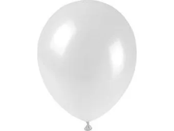 Metalliske hvite ballonger 25 cm, 100 stk