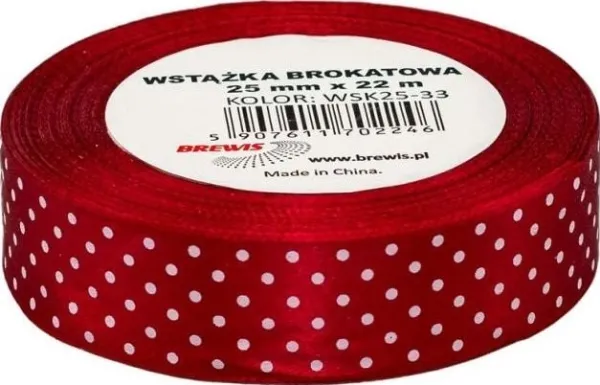 Brewis satengbånd med prikker 25 mm WSK25-33
