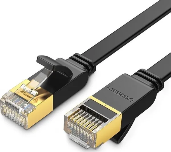 Flat nettverkskabel UGREEN NW106 Ethernet RJ45, Cat.7, STP, 3m (svart)
