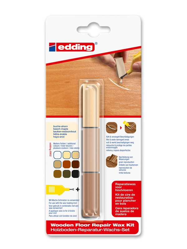 Edding e-8902 wooden floor repair wax kit beech/maple
