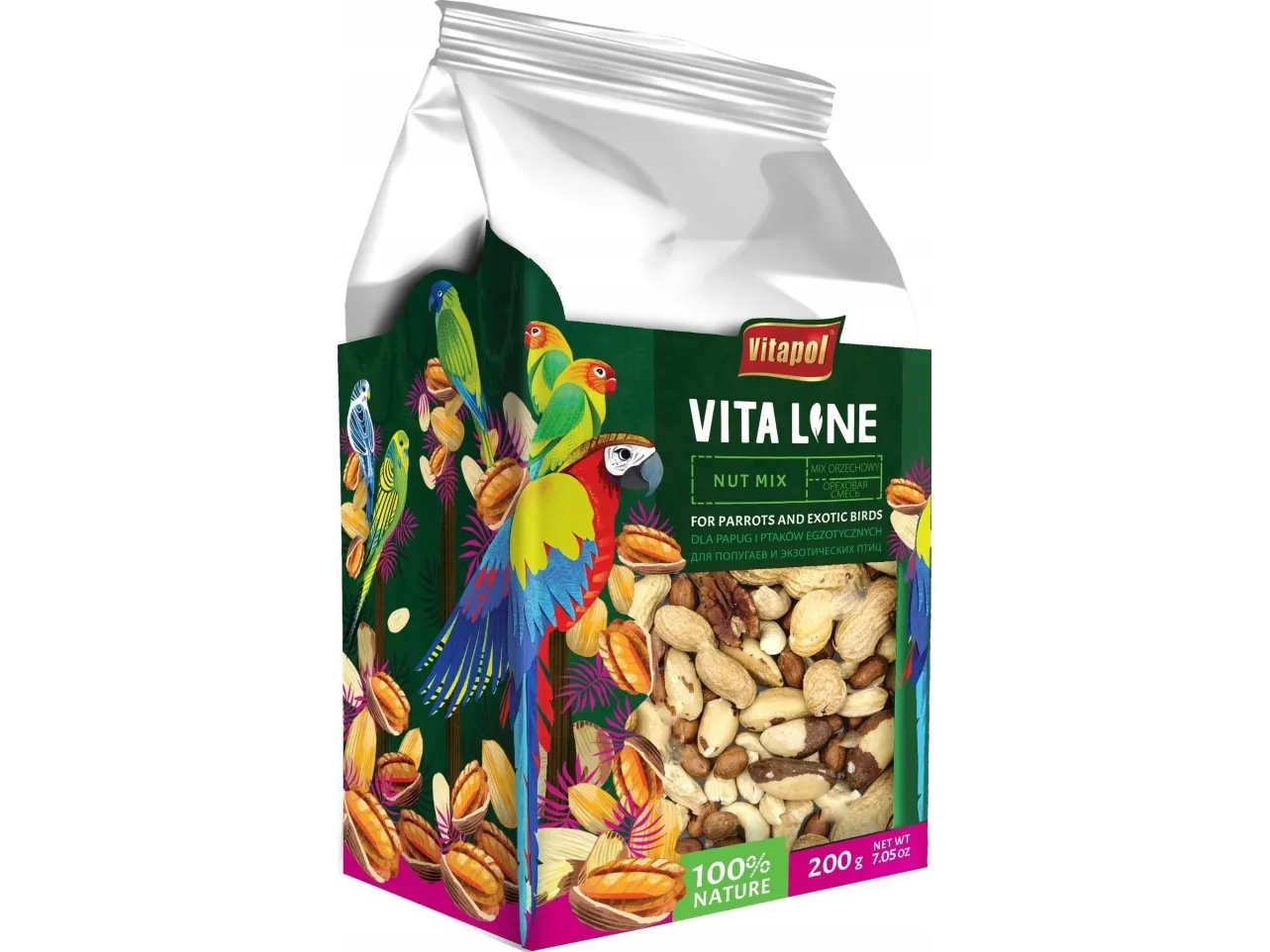 Vitapol Vitaline Mix valnøtt for papegøyer og eksotiske fugler 200 g (4 stk/disp.)