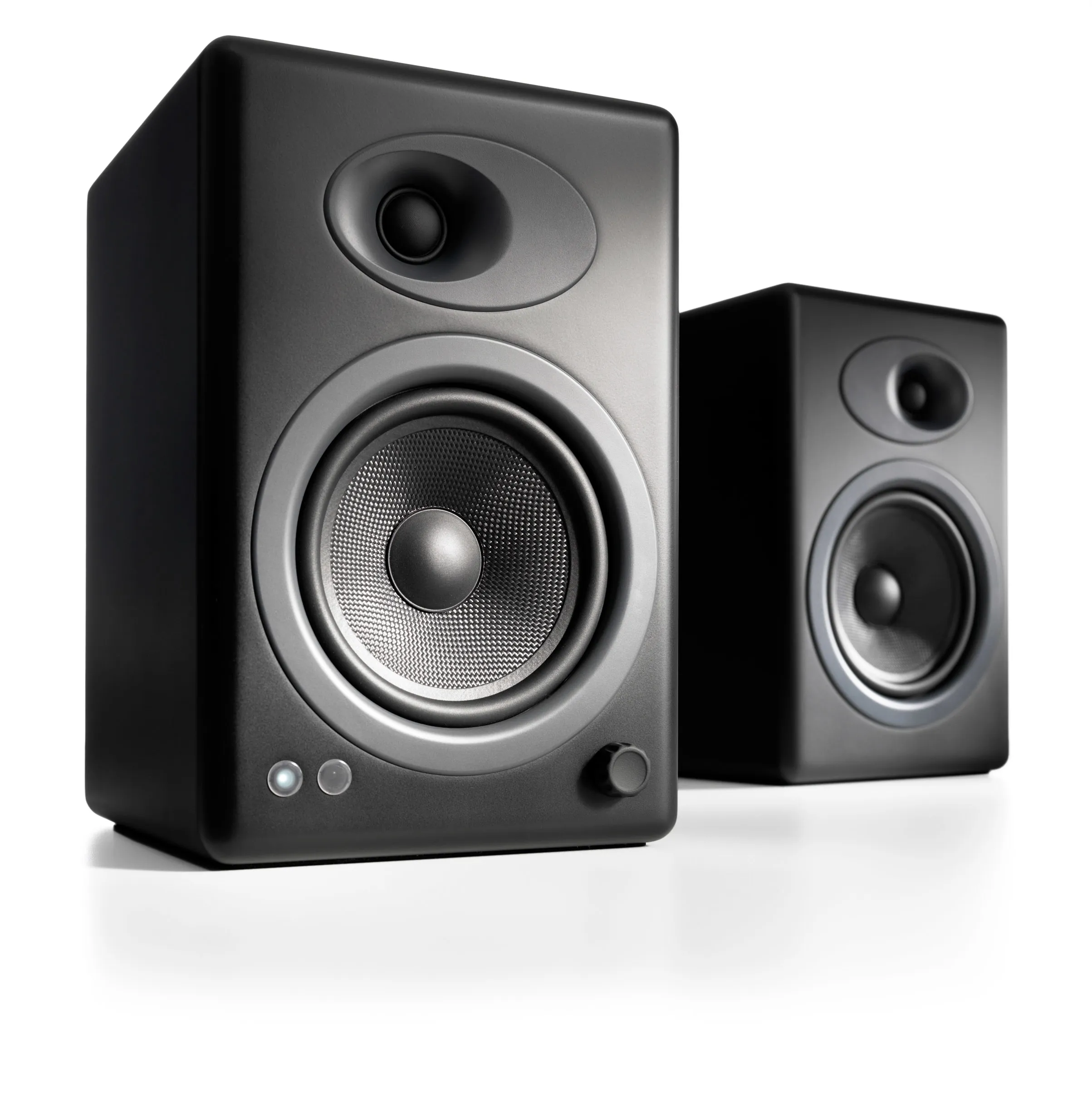 Audioengine A5+B, 2.0 kanaler, Koblet med ledninger (ikke trådløs), 50 W, 50 - 22000 Hz, Sort