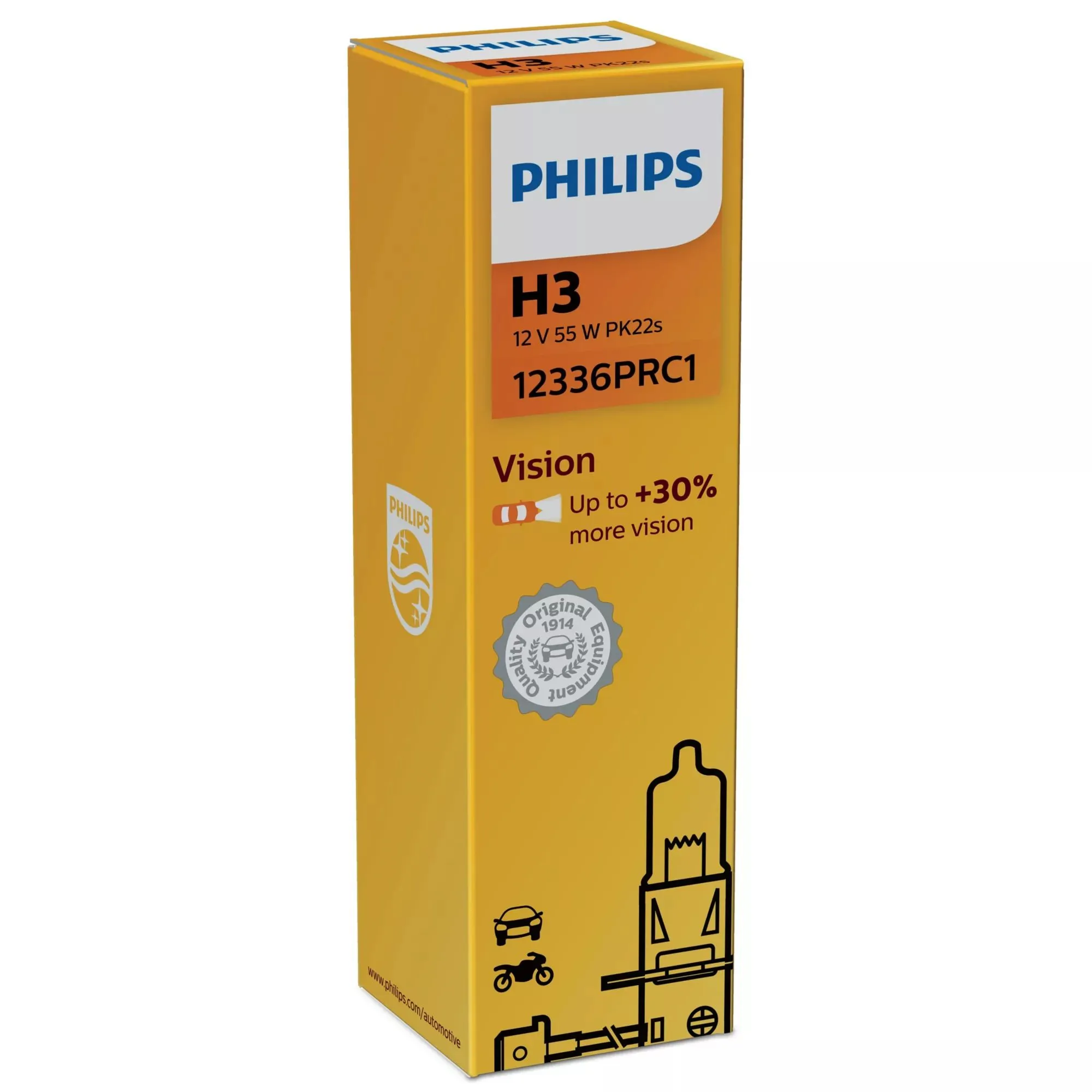 Philips Vision H3 55W 12V - 1 stk.
