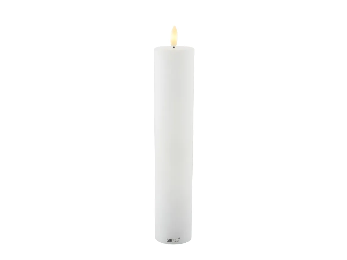 Sirius oppladbart blokklys - hvit - Ø 5 cm - H 25 cm