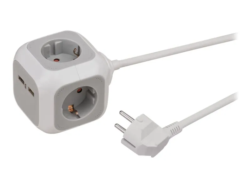 brennenstuhl ALEA-Power - Flerkoplingslist - AC 230 V - 3680 watt - inngang: strøm - utgangskontakter: 4 (2 x USB, 4 x strøm) - 1.4 m kabel - hvit, lysegrå