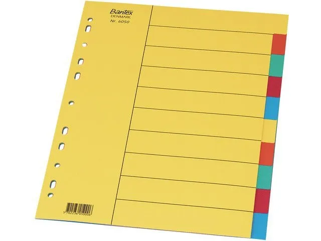 Kartongflikregister fargede A4 10-delt