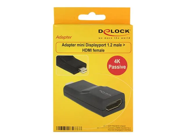 Delock - Video adapter - Mini DisplayPort hann til HDMI hunn - skjermet - svart - 4K-støtte