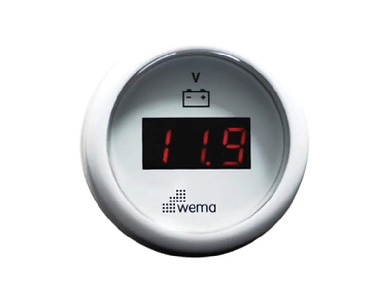 Wema digitalt voltmeter 8-32 V hvit