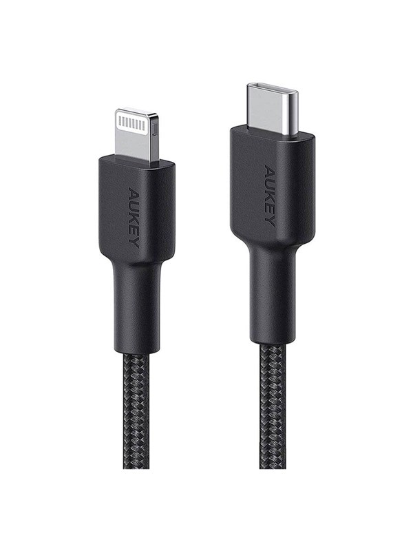 Aukey Braided Nylon 1.2m MFi USB-C to Lightning Cable Black