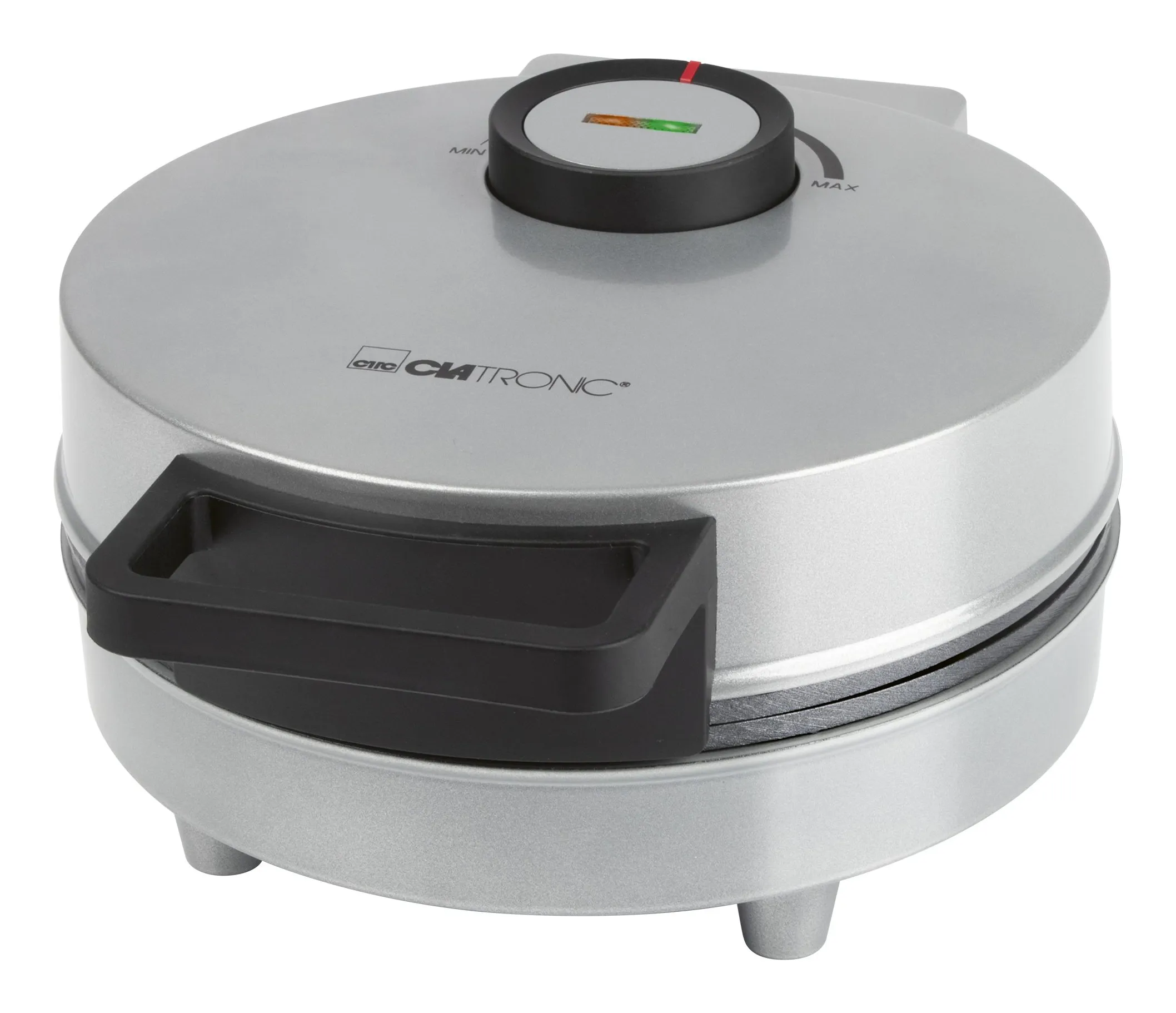 Clatronic HA 3833, 1 vafler, Sirkel, Svart, Sølv, 20 cm, Horisontal/vertikal, 1200 W