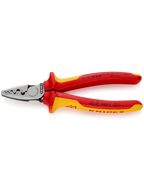 KNIPEX Presstenger for endehylser, Med pressdor