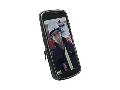 Krusell Classic - Eske for mobiltelefon - lær - grå, svart - for Samsung Galaxy Nexus