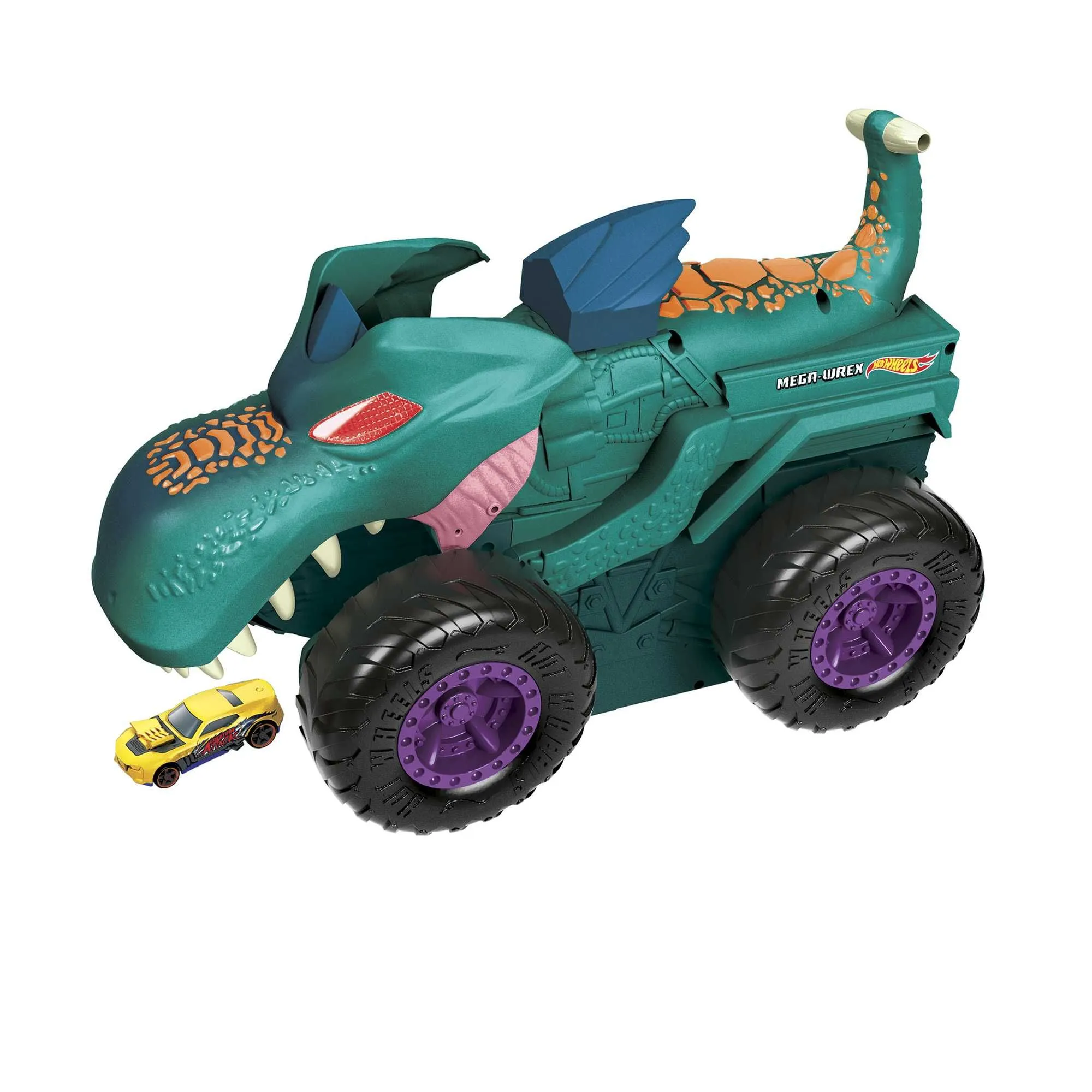 Hot Wheels Monster Trucks Car Chompin’ Mega Wrex-kjøretøy, for barn fra 3 år og oppover, Kjøretøysett, 4 år, AA, Plast, Metall, Flerfarget