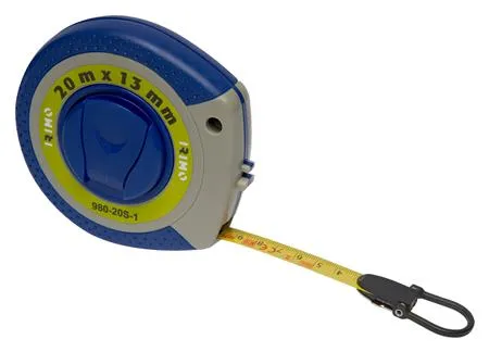 Målebånd 20 m x 13 mm i plasthus med bælteclips