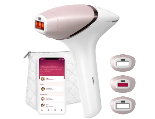 Philips Lumea IPL 9000 Series BRI955/01 IPL hårfjerningsenhet med SenseIQ, Intense Pulsed Light (IPL), Gull, Hvit, 8,5 min, 2,5 min, 2 min, 1,5 min