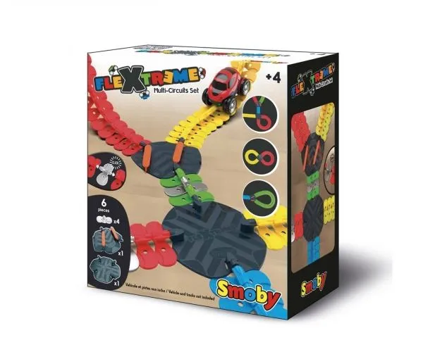 Smoby FleXtreme Multi-Ciricuits-Set, Spill kjøretøyspor, 4 år, Flerfarget