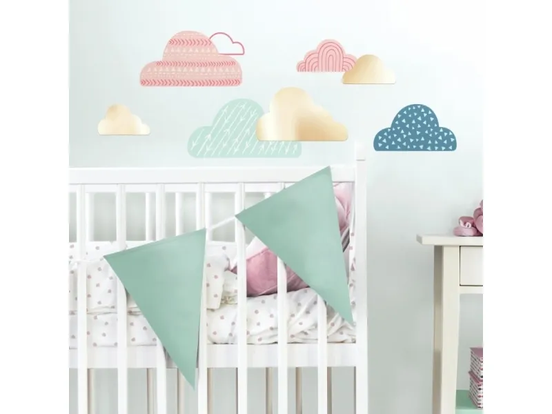 Vilde og frie skyer wallstickers med spejl