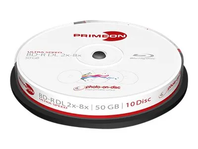 Primeon photo-on-disc - 10 x BD-R DL - 50 GB 8x - hvit - blekkstråleskrivbar overflate - spindel