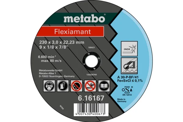 Metabo 616738000, Kutteskive, Rustfritt stål, 12,5 cm, Metabo, Flatt senter, 2,22 cm