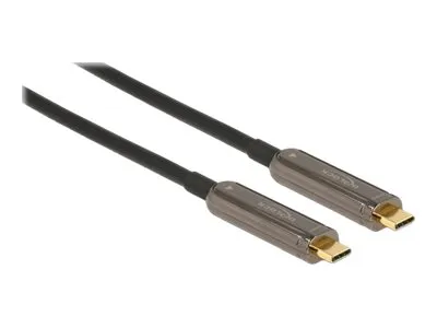 Delock - USB-kabel - USB-C (hann) til USB-C (hann) - USB 3.2 Gen 1 / DisplayPort 1.2 - 10 m - Active Optical Cable (AOC), støtte for 4K 60 Hz (3840 x 2160) - svart