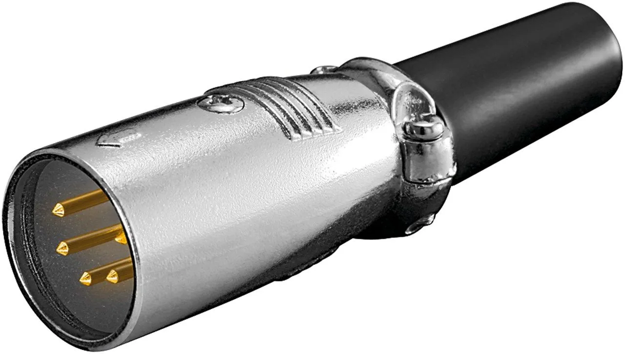 Goobay 11956, XLR (5-pin), Sort, Metallisk, Hankjønn, Rett, Polyvinylklorid (PVC), Zink, Gull
