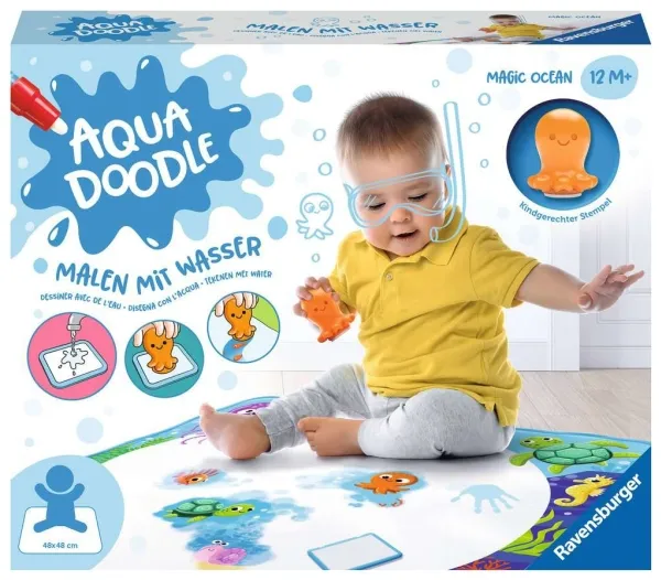 Ravensburger Aqua Doodle Aquadoodle Magic Ocean. Produkttype: Vannmerkematte for barn, Anbefalt alder (min): 1 år, Produktfarge: Flerfarget. Emballasjetype: boks (04568)