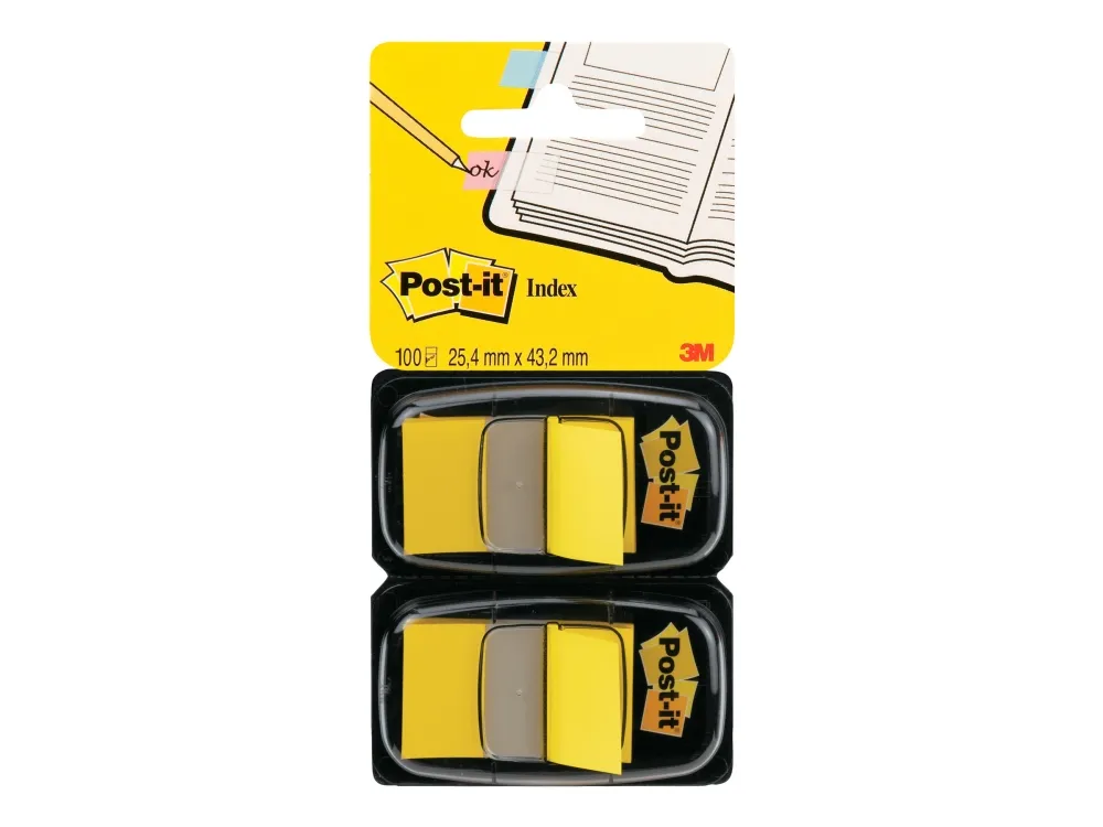 Post-it indekseringsfane 680-Y2EU, 25 mmx43 mm, gul, 2 x 50 stk (3M0835)