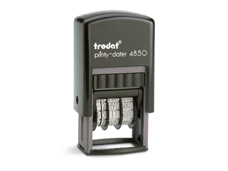 Trodat Printy 4850/L7 - Stempel - 2-farget (blå, rød) - standardtekst, dato - 3.8 mm - GEBUCHT - 25 x 14 mm - svart håndtak