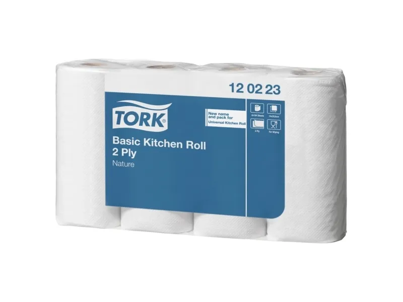 Køkkenrulle, Tork Basic, 2-lags, 25,8m x 20,6cm, Ø10,4cm, ubleget - (8 stk.)
