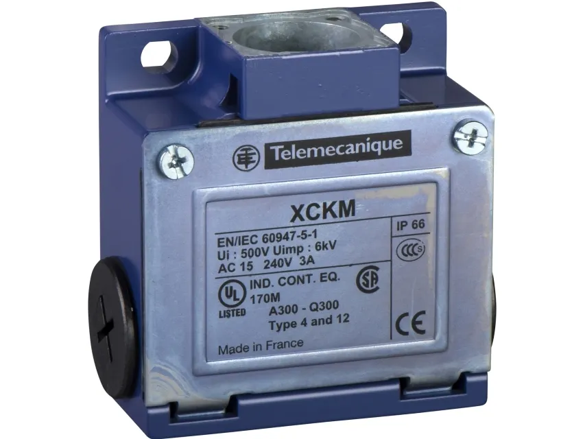 TELEMECANIQUE SENSORS Endestop krop. Metal. Langsom bryde før slutte. 1NO + 1NC. 3 x M20 kabel indgang. Hoved type ZCKD