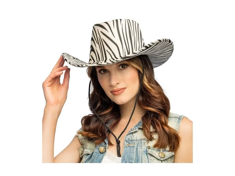 Cowboyhatt med zebramønster