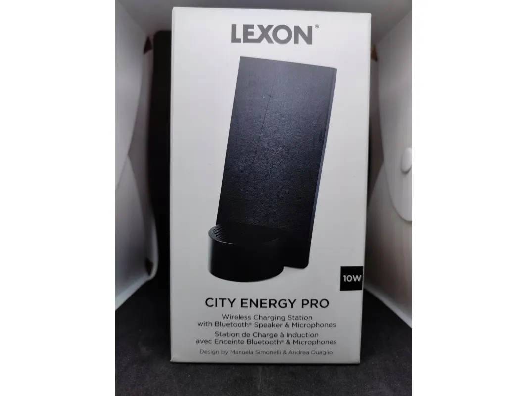 Lexon City Energy Pro 10W induktiv lader med Bluetooth-høyttaler svart/svart LD145N