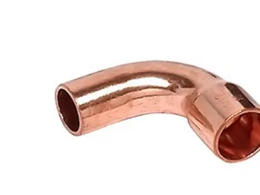 Bøjning 90° 22 mm lodde - med muffe og glat ende