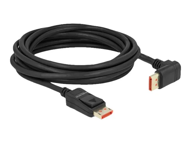Delock - DisplayPort-kabel - DisplayPort (hann) rett til DisplayPort (hann) oppvinklet - DisplayPort 1.4 - 5 m - 8 K 60 Hz (7680 x 4320) støtte - svart