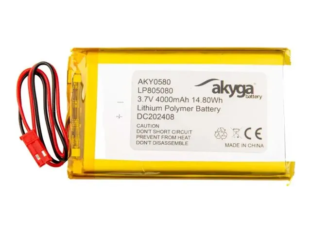Akyga AKY0580 LP805080 Li-Po 3,7V / 4000mAh PCM Li-Po-batteri JST 2,54 2-pins 150 mm