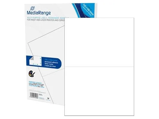 MediaRange MRINK141, Hvit, Permanent, 210 x 148.5, A4, Matte, Laser/Blekkskriver