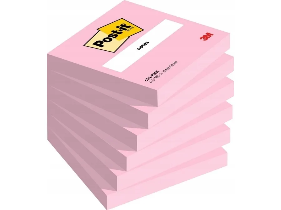 Post-it 3M selvklebende kort POST-IT®, 76x76 mm, 6x100 ark, rosa