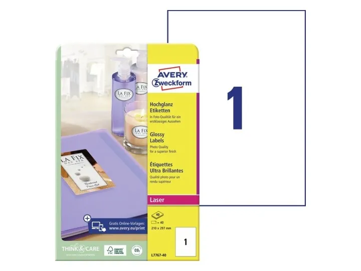 Avery - Blank - glanset - 209 x 295 mm 40 ark fotopapir