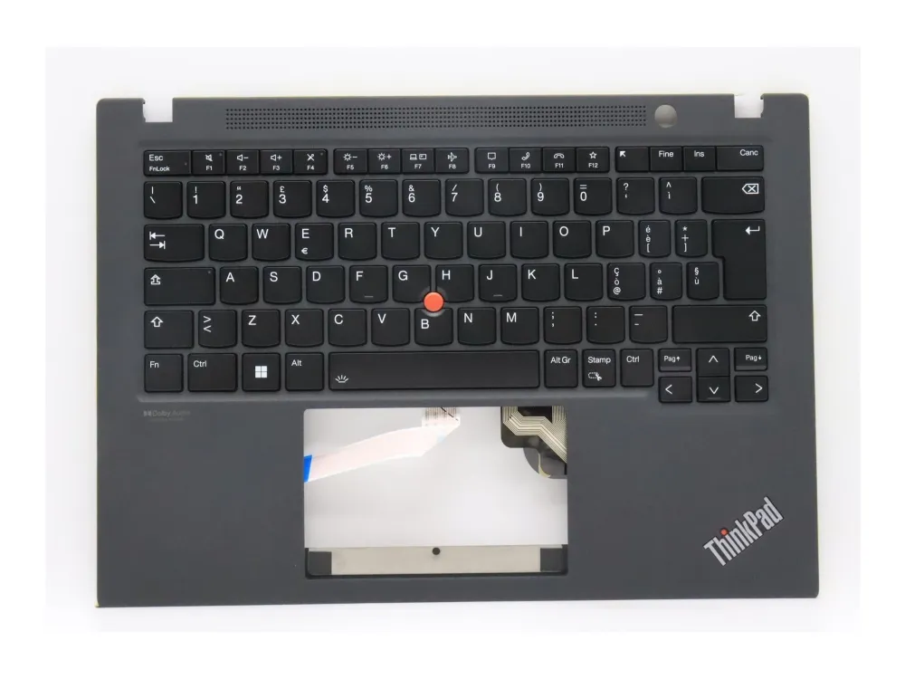 Chicony - Erstatningstastatur for bærbar PC - med Trackpoint - bakbelysning - QWERTY - Italiensk - svart - FRU - med toppdeksel - for ThinkPad T14s Gen 3 21BR, 21BS