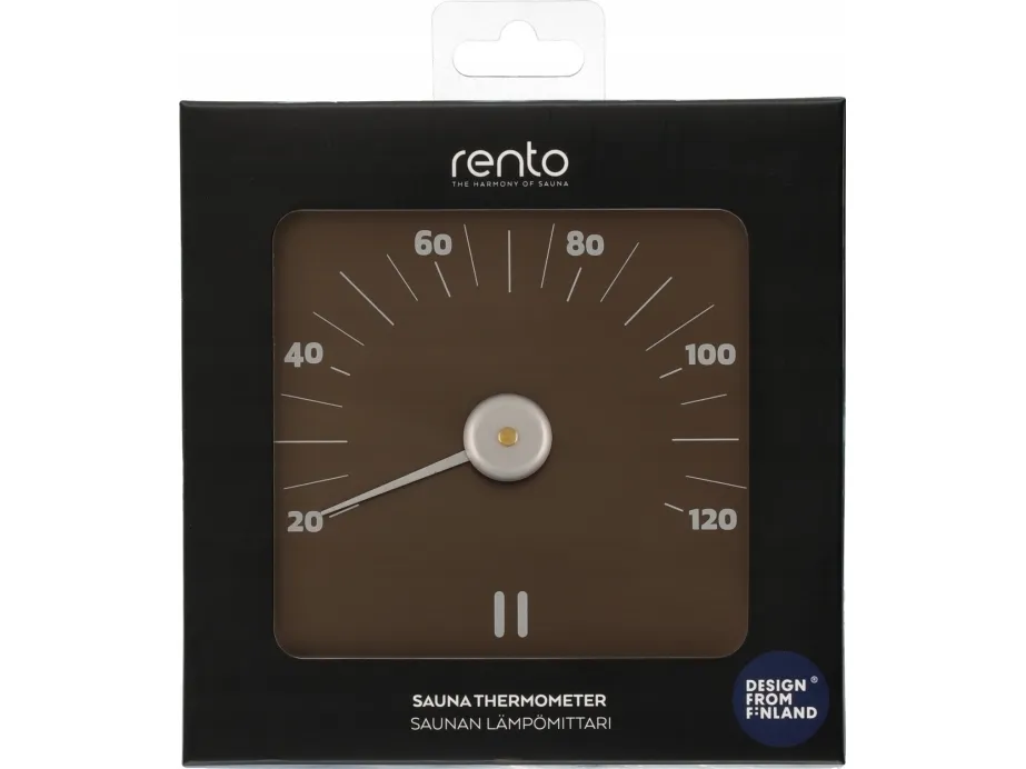 Rento badstutermometer i aluminium, tjære