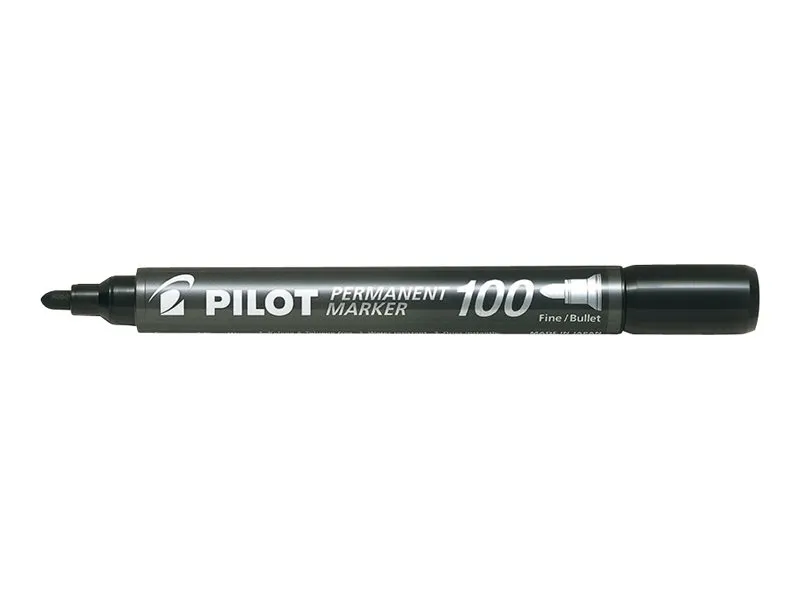 Pilot 100 - Markør - permanent - svart - 1 mm - fin