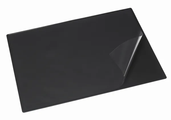 Skriveunderlag Bantex 49x65 cm sort med heldækkende klar dækplade