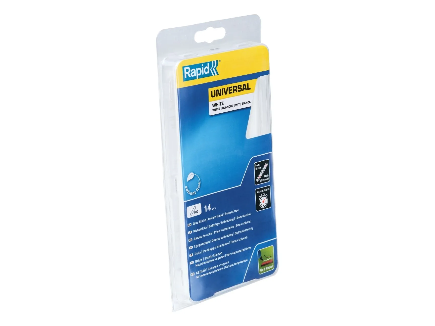 Rapid Glue stick pro-b Ø12mm - 250g/pk. D12x190mm hvit - universal sakte