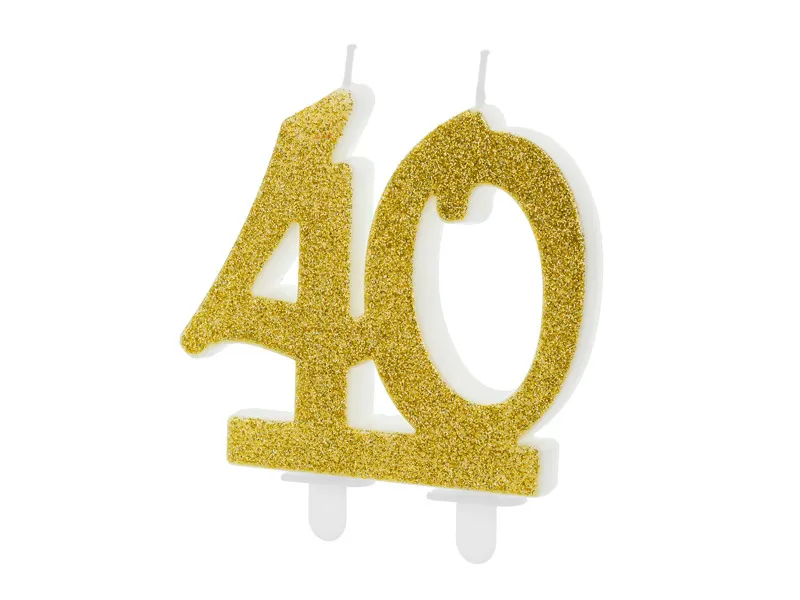 Party Deco 40 års bursdagslys med gullglitter - 1 stk universal
