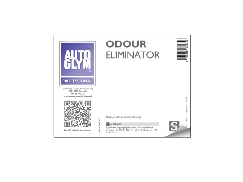 Autoglym Odour Eliminator-merkelapp