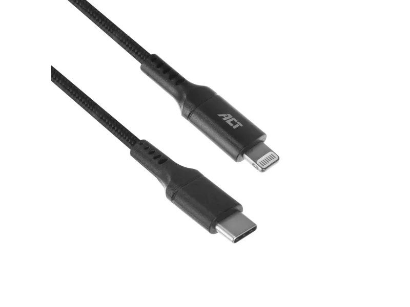 ACT USB-C hann - Lightning hann 1 meter, nylon, MFI-sertifisert